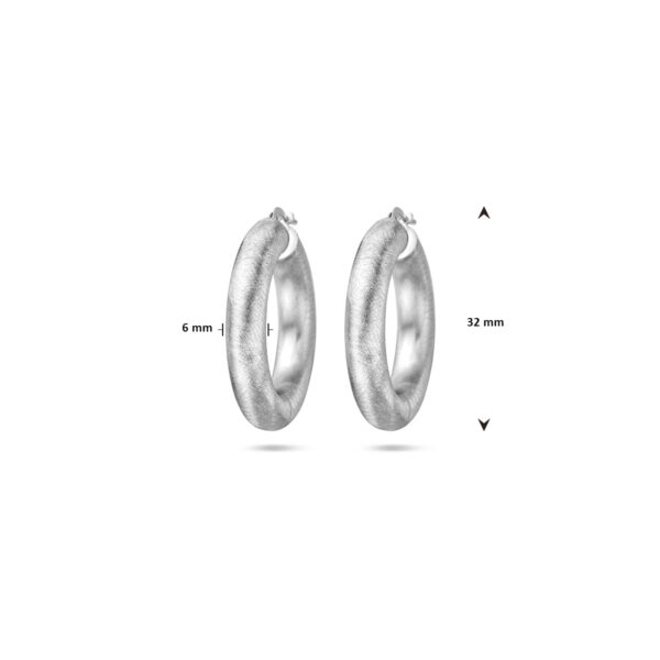 oorringen 6,0 mm ronde buis gescratcht zilver gerhodineerd - Afbeelding 4