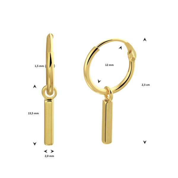 oorringen balkje zilver verguld (geel) - Afbeelding 3