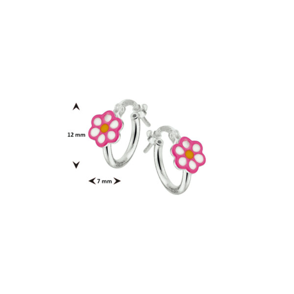 oorringen bloem zilver wit - Afbeelding 3