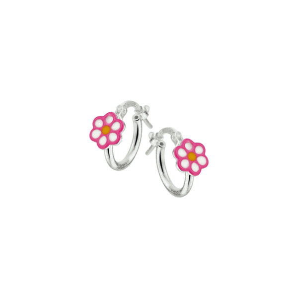oorringen bloem zilver wit