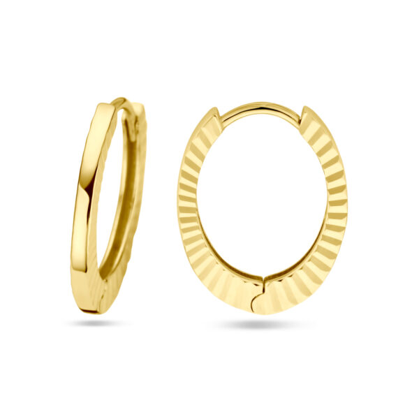 oorringen gediamanteerd 14K geelgoud - Afbeelding 3