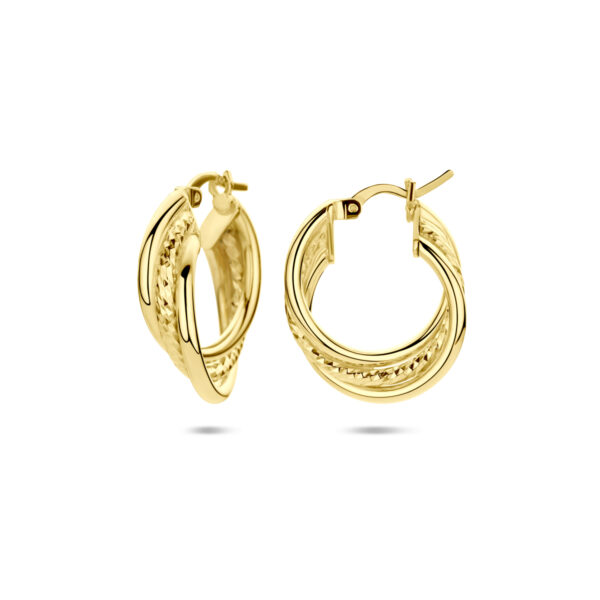 oorringen gediamanteerd 23,5 mm 1 micron zilver verguld (geel) - Afbeelding 3