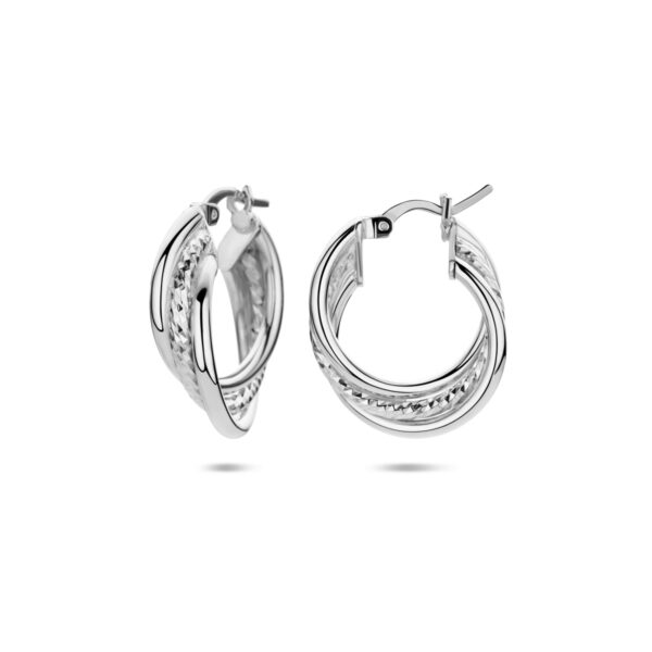 oorringen gediamanteerd 23,5 mm zilver gerhodineerd - Afbeelding 3