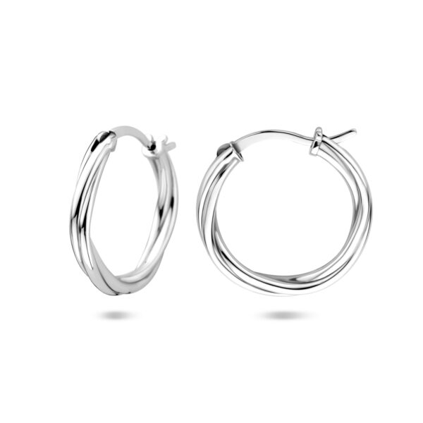 oorringen gedraaid 19 mm zilver gerhodineerd - Afbeelding 3