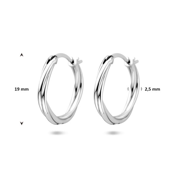 oorringen gedraaid 19 mm zilver gerhodineerd - Afbeelding 4