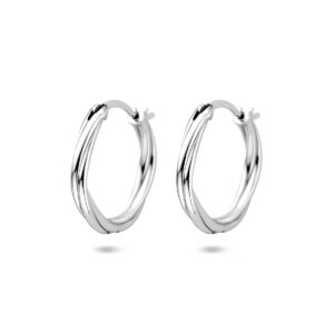 oorringen gedraaid 19 mm zilver gerhodineerd
