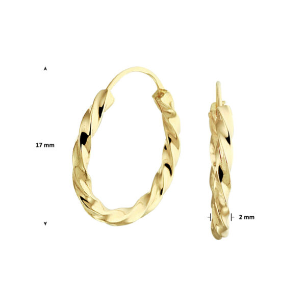oorringen gedraaide buis 17 mm 14K geelgoud - Afbeelding 4