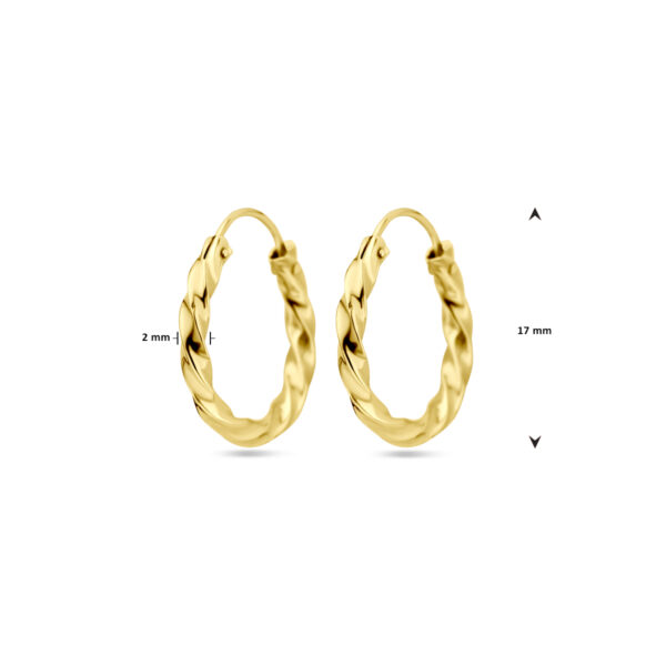 oorringen gedraaide buis 17 mm 14K geelgoud - Afbeelding 5