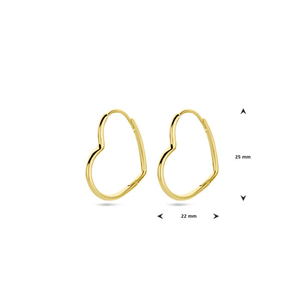 oorringen hart 1 micron zilver verguld (geel) - Afbeelding 4