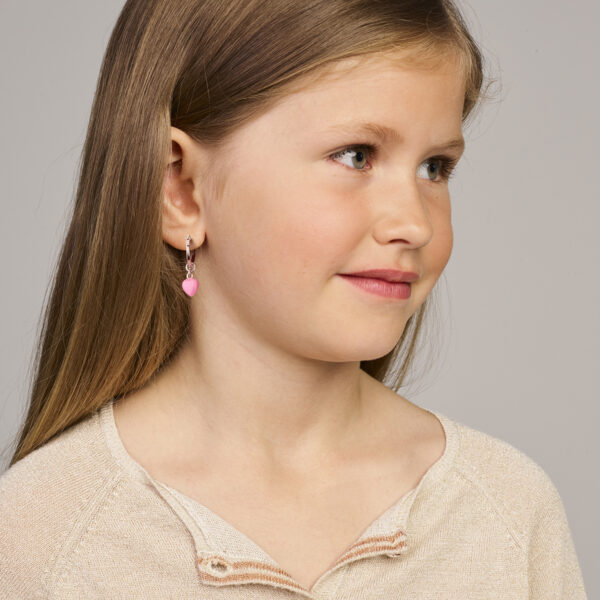 oorringen hart emaille zilver gerhodineerd - Afbeelding 2