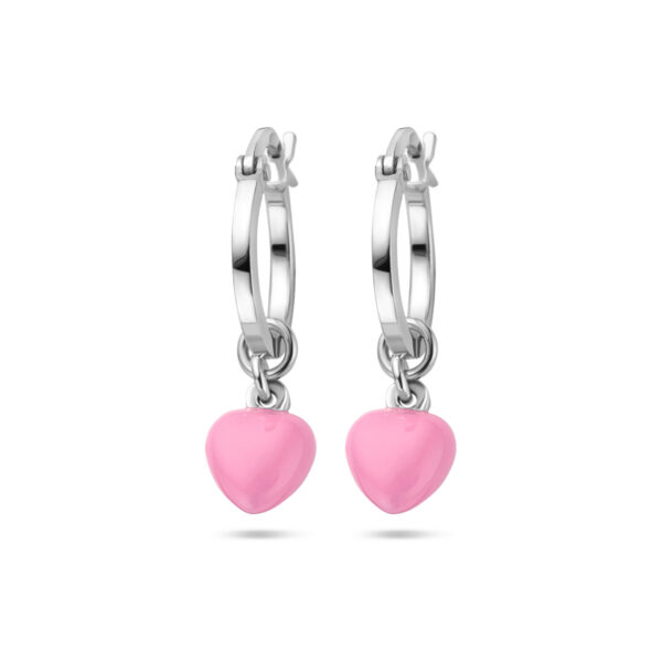 oorringen hart emaille zilver gerhodineerd - Afbeelding 3