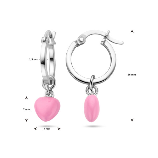oorringen hart emaille zilver gerhodineerd - Afbeelding 4