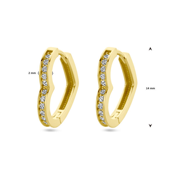 oorringen hart en zirkonia 14K geelgoud - Afbeelding 4