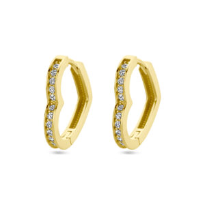 oorringen hart en zirkonia 14K geelgoud