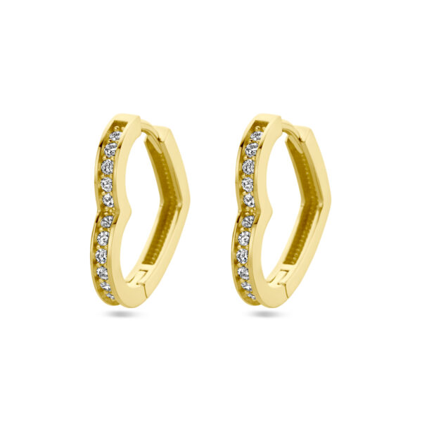 oorringen hart en zirkonia 14K geelgoud