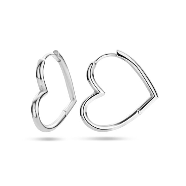 oorringen hart zilver gerhodineerd - Afbeelding 3