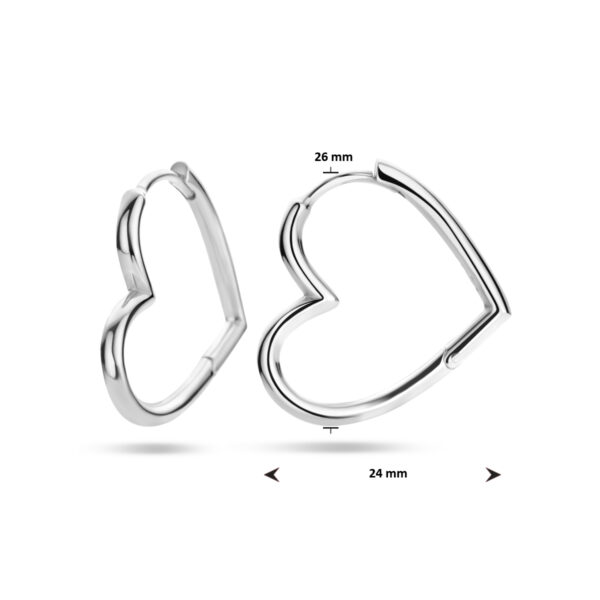 oorringen hart zilver gerhodineerd - Afbeelding 4