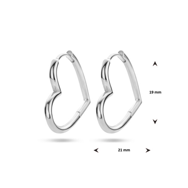 oorringen hart zilver gerhodineerd - Afbeelding 4