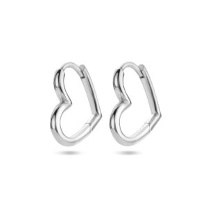 oorringen hart zilver gerhodineerd