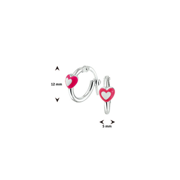 oorringen hart zilver wit - Afbeelding 2