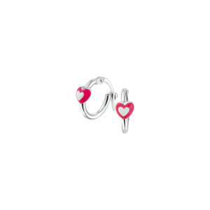 oorringen hart zilver wit