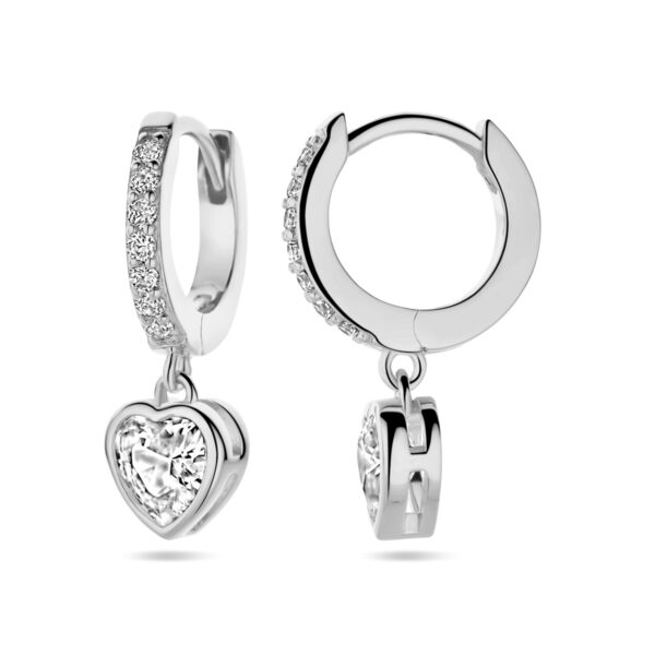 oorringen hart zirkonia zilver gerhodineerd - Afbeelding 3