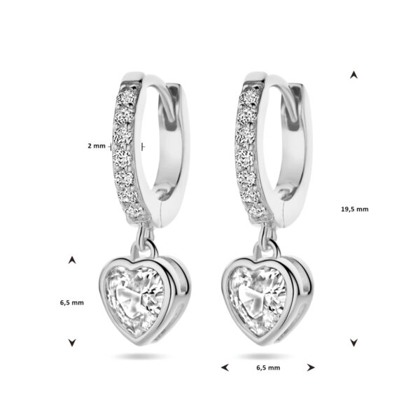 oorringen hart zirkonia zilver gerhodineerd - Afbeelding 4
