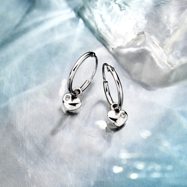 oorringen hart zirkonia zilver gerhodineerd - Afbeelding 4