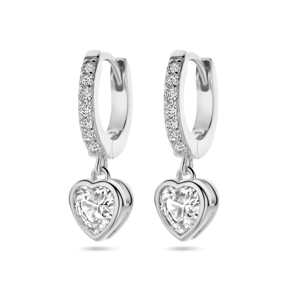 oorringen hart zirkonia zilver gerhodineerd