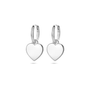 oorringen hartje 19 mm zilver gerhodineerd