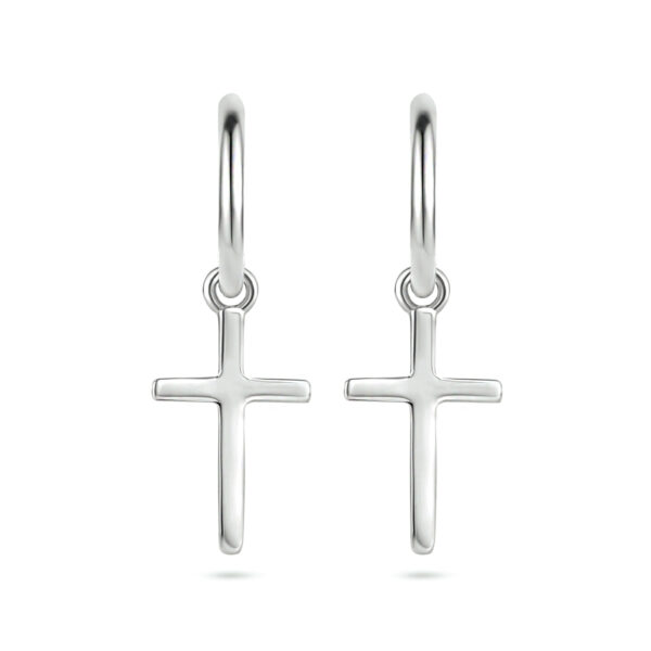 oorringen kruis zilver gerhodineerd