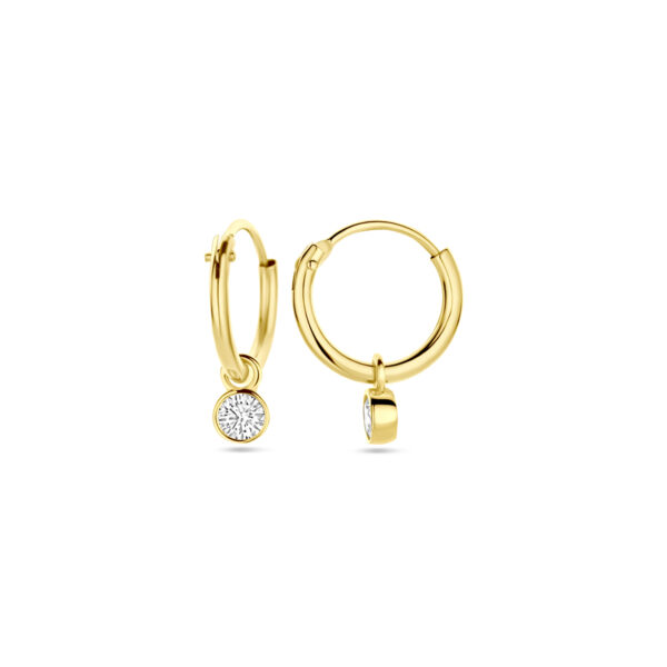 oorringen met hangers zirkonia 14 mm 14K geelgoud - Afbeelding 3