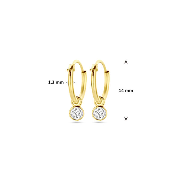 oorringen met hangers zirkonia 14 mm 14K geelgoud - Afbeelding 4