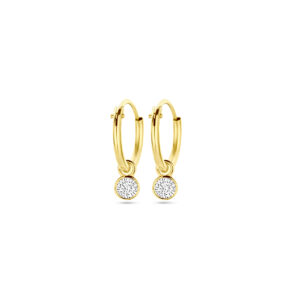 oorringen met hangers zirkonia 14 mm 14K geelgoud