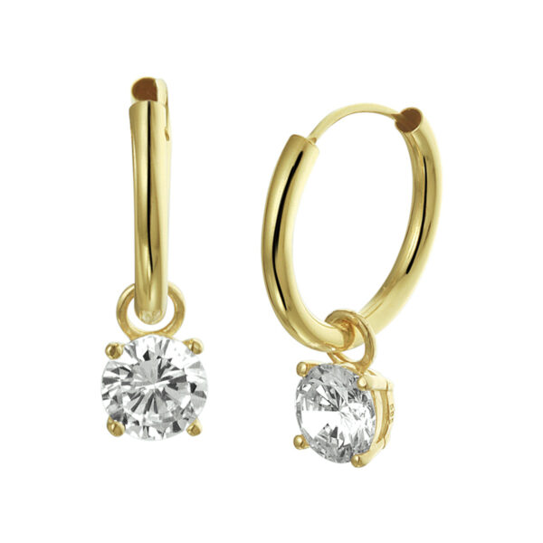 oorringen met hangers zirkonia 14K geelgoud - Afbeelding 2