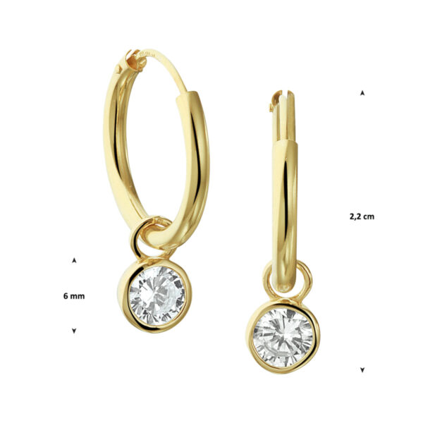 oorringen met hangers zirkonia 14K geelgoud - Afbeelding 3