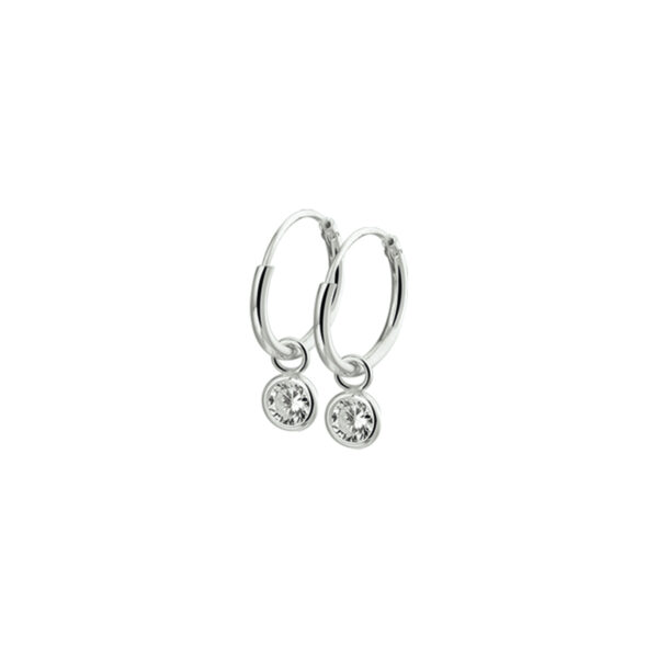 oorringen met hangers zirkonia zilver gerhodineerd
