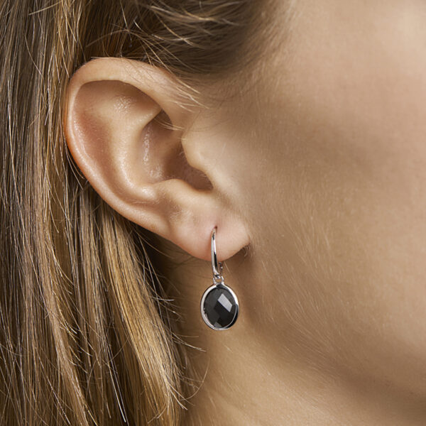 oorringen onyx zilver gerhodineerd - Afbeelding 2
