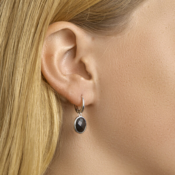 oorringen onyx zilver gerhodineerd - Afbeelding 3