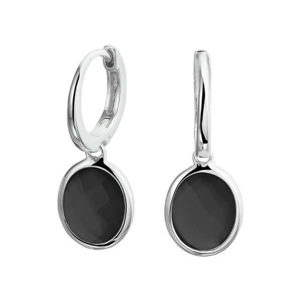 oorringen onyx zilver gerhodineerd