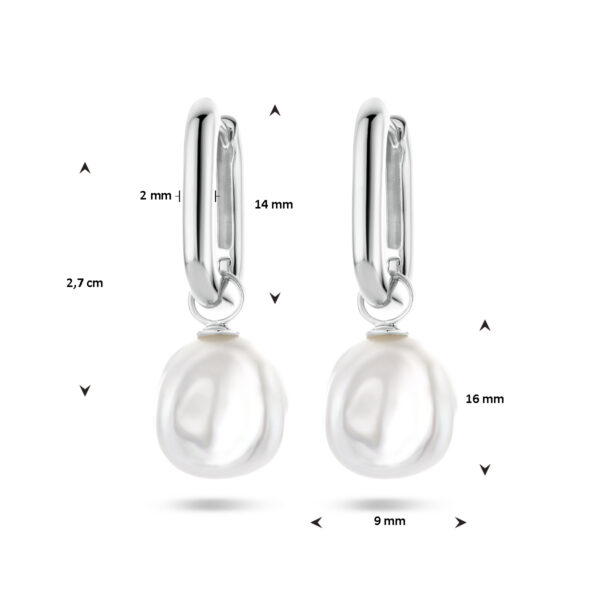 oorringen paperclip barok parel zilver gerhodineerd - Afbeelding 4