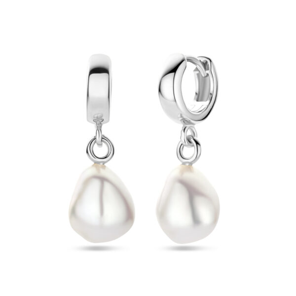 oorringen parel 26 mm zilver gerhodineerd - Afbeelding 3
