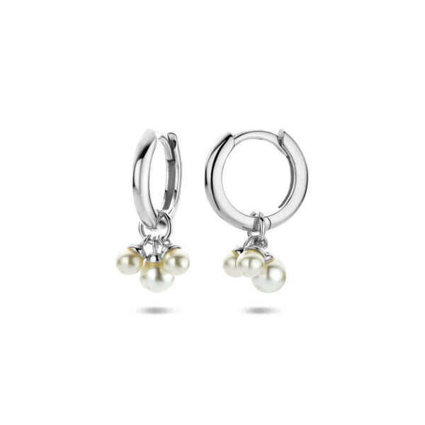 oorringen parels 17 mm zilver gerhodineerd - Afbeelding 3