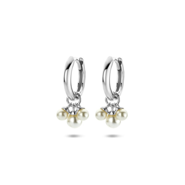 oorringen parels 17 mm zilver gerhodineerd