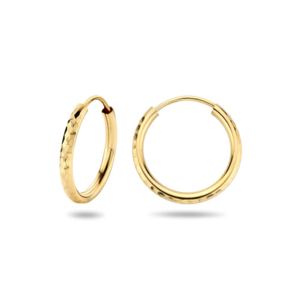 oorringen ronde buis gediamanteerd 16 mm 14K geelgoud - Afbeelding 3