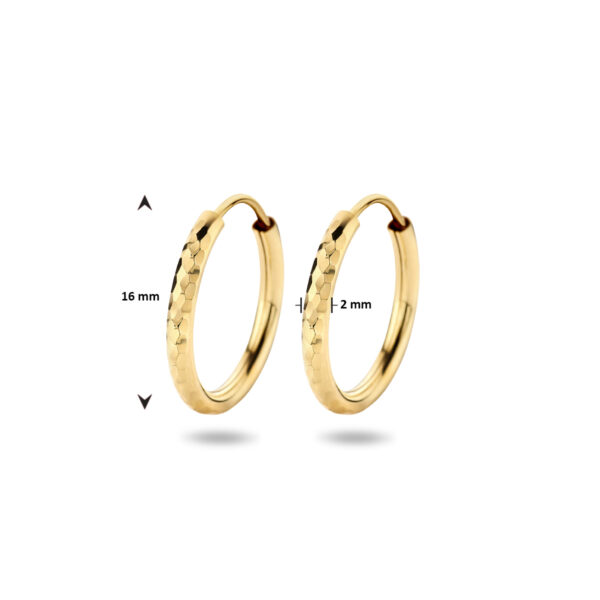 oorringen ronde buis gediamanteerd 16 mm 14K geelgoud - Afbeelding 4