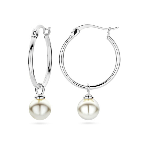 oorringen synth. parel zilver gerhodineerd - Afbeelding 3