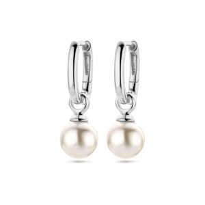 oorringen synth. parel zilver gerhodineerd