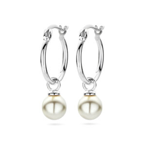 oorringen synth. parel zilver gerhodineerd