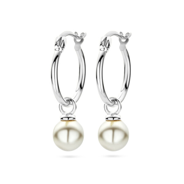 oorringen synth. parel zilver gerhodineerd